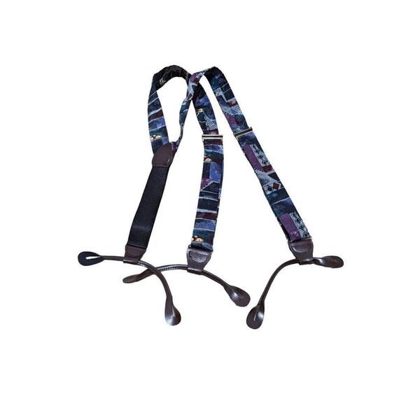 Men's Multicolored Adjustable Suspenders With Button Hole - Picture 4 of 4